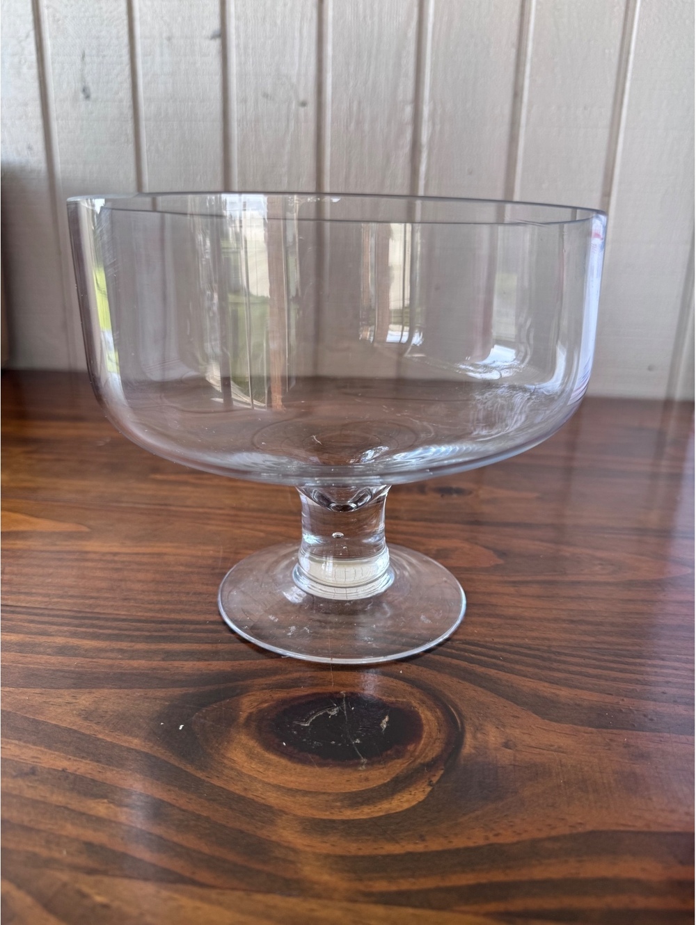 Clear Glass Pedestal Dessert Bowl - Large Trifle or Salad Dish
